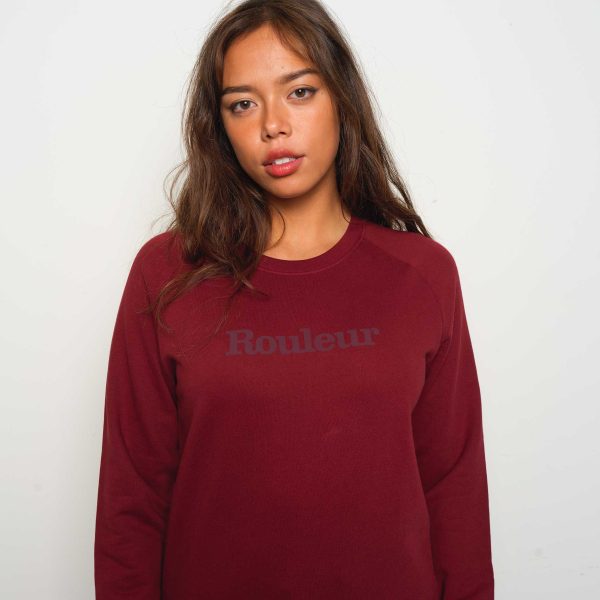 Rouleur Logo - Organic Sweatshirt - Unisex - Burgundy Online now