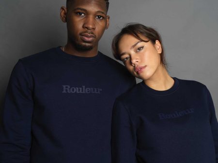 Rouleur Logo - Organic Sweatshirt - Unisex - French Navy Sale