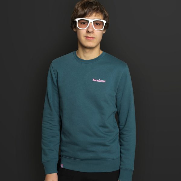 Rouleur Logo - Embroidered Organic Sweatshirt - Unisex - Green Discount