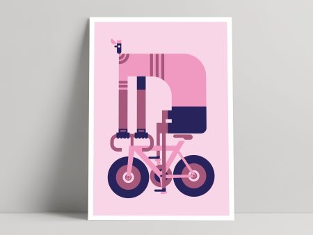 Pink Cyclist - Art print - Mick Marston Hot on Sale