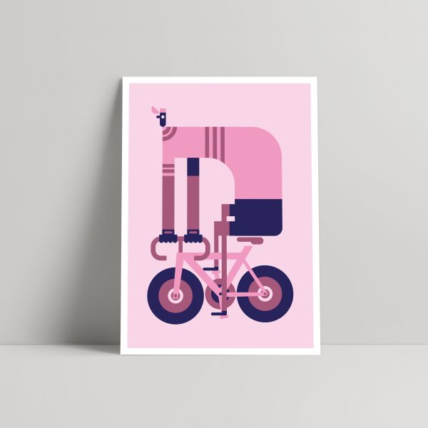 Pink Cyclist - Art print - Mick Marston Hot on Sale