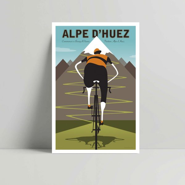 Alpe d’Huez- Cycling Art print - Michael Valenti Sale