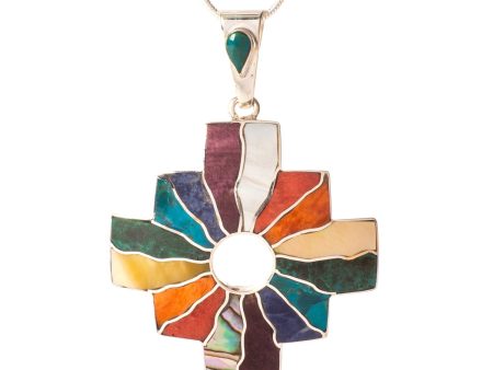 950 Sterling Silver Shell and Stone Inlay Peruvian Chakana Pendant Necklace, 2  Online