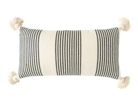 Black and White Stripe Lumbar Pillow 28 L x 14 H Online Sale