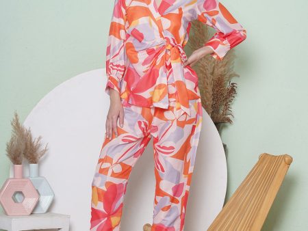 Muslin Digital Print Co-Ord Set  - Orange Online