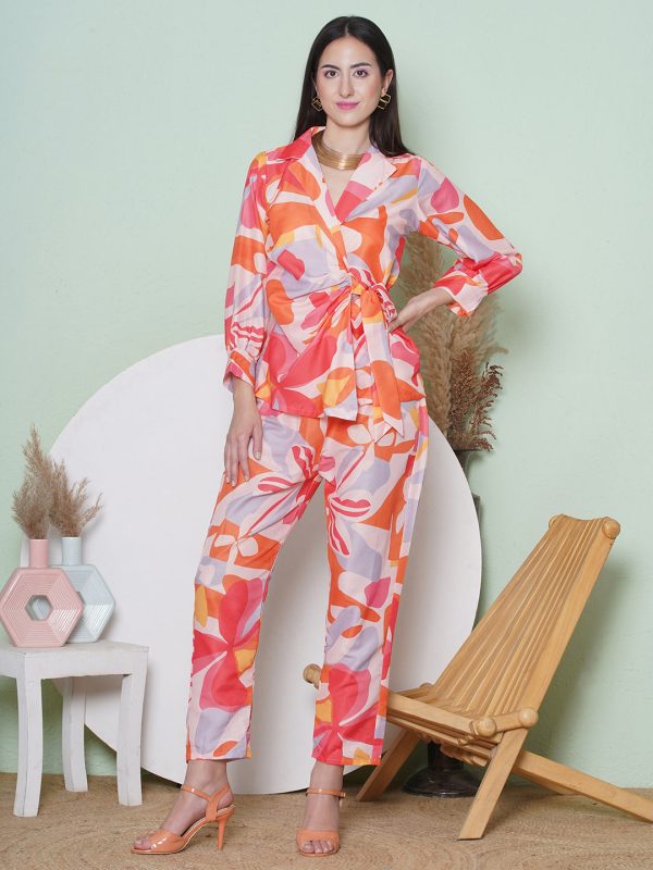 Muslin Digital Print Co-Ord Set  - Orange Online