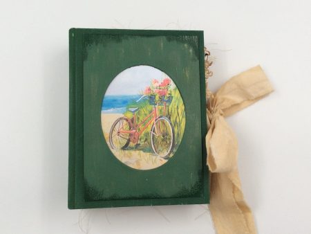 Summer Breeze Journal 5 x7  - Painted Green Fabric Cover For Cheap