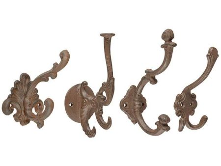 Coat Hooks, Cast Iron, Antique Brown, 4 Asst. Styles - Sold Separately For Sale