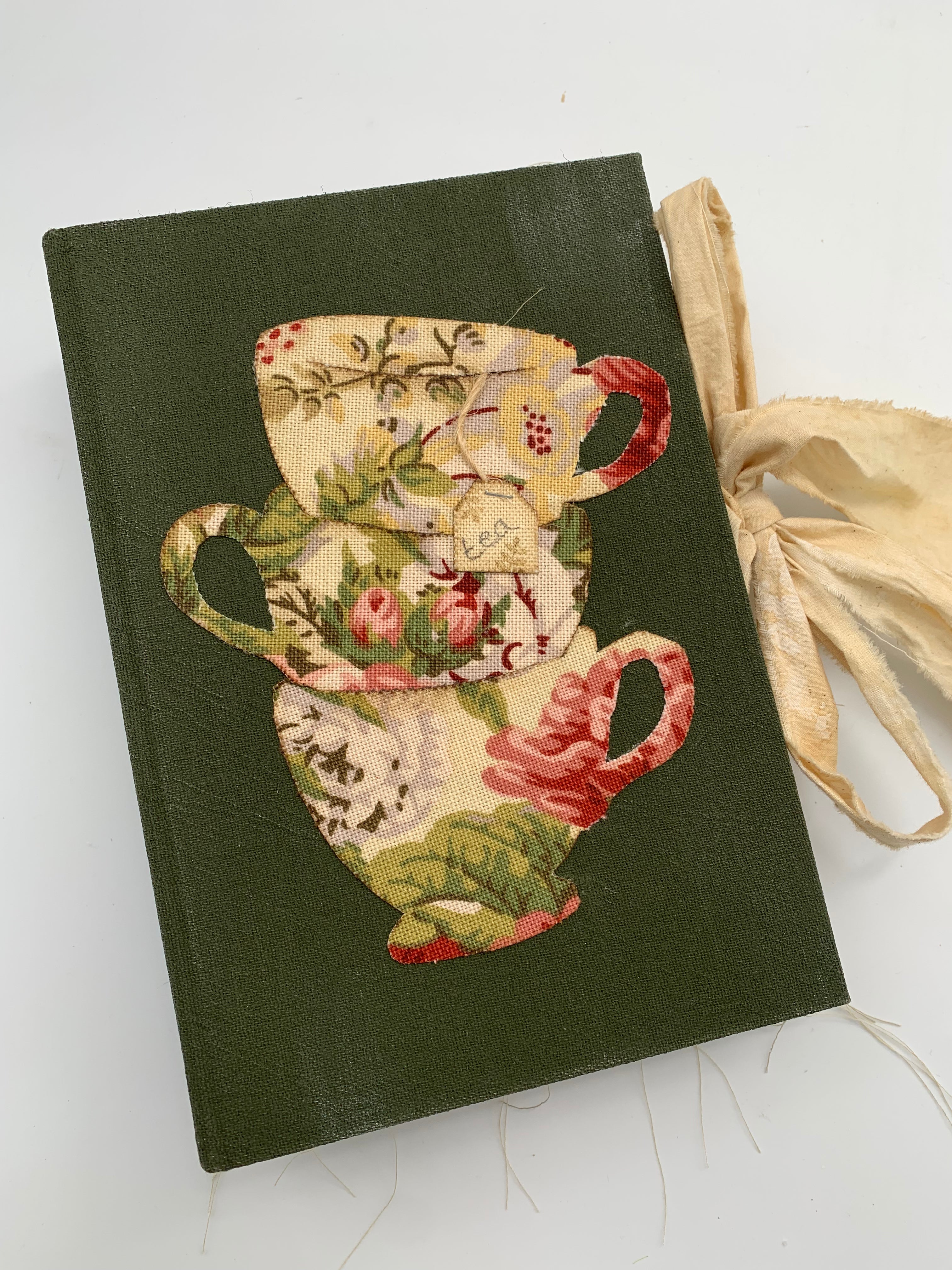 Tea Journal with Fabric Tea Cups - Large Fabric Covered Online