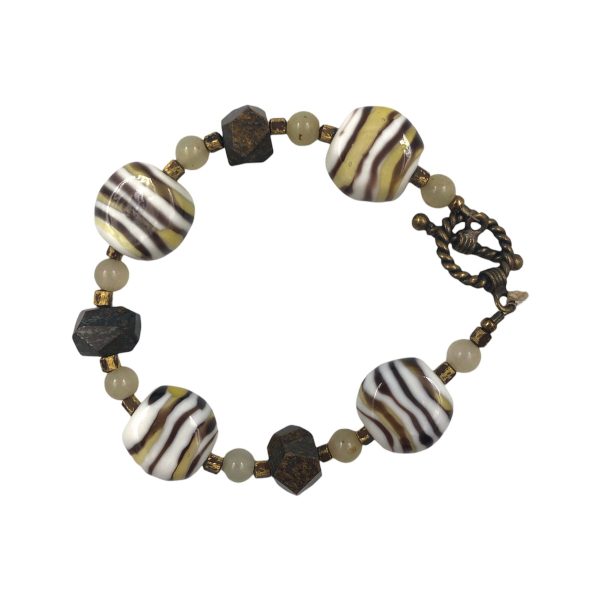 Bracelet with Lampwork Beads, Gemstone Beads Cheap