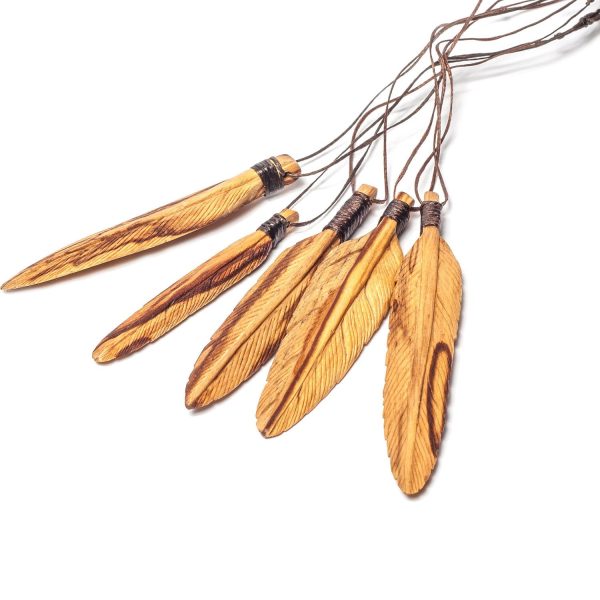 Palo Santo Feather Necklace For Sale