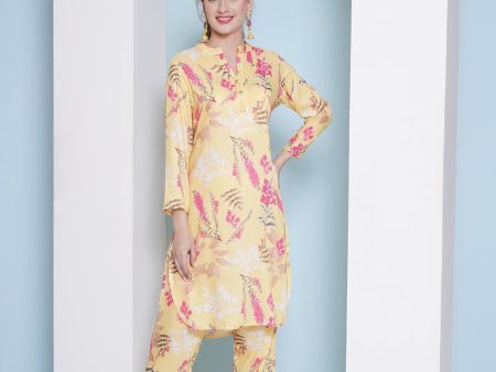 Muslin Printed Co-Ord Set - Yellow Online