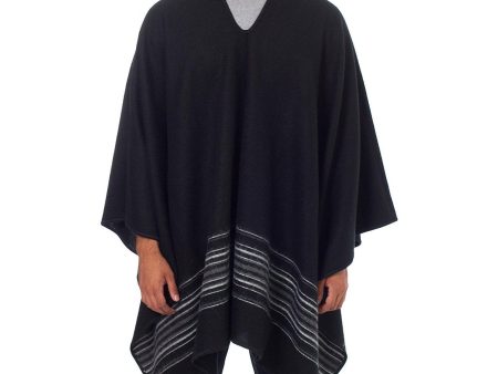 Alpaca Blend Poncho- Black Nazca Sale