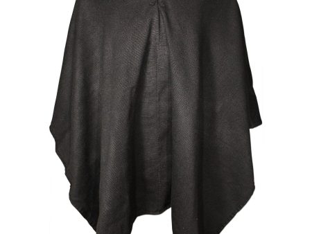 Peruvian Traditional Alpaca Blend Poncho- Midnight Black Online now