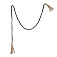 Paulownia Wood Bead Garland with Jute Tassels (Distressed Black) Sale