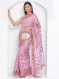 Cotton Silk Chevron Pattern Saree - Pink Cheap