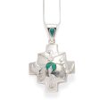 Peruvian Sterling Silver Chakana Four Directions Pendant Necklace - Chrysocolla Online now