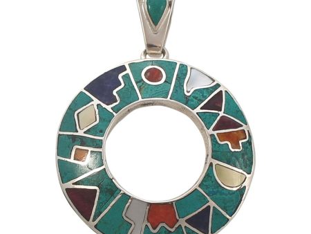 950 Sterling Silver and Stone Peruvian Open Center Pendant Hot on Sale