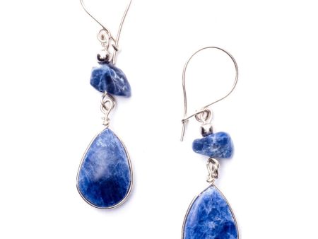 Alpaca Silver Wire Pierced Earrings Sodalite Fashion