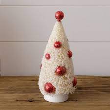 Bottle Brush Tree With Red Ornaments - Small Discount