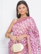 Cotton Silk Chevron Pattern Saree - Pink Cheap