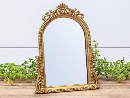 Arched Gold Leaf Tabletop Easel Back Mirror Cheap