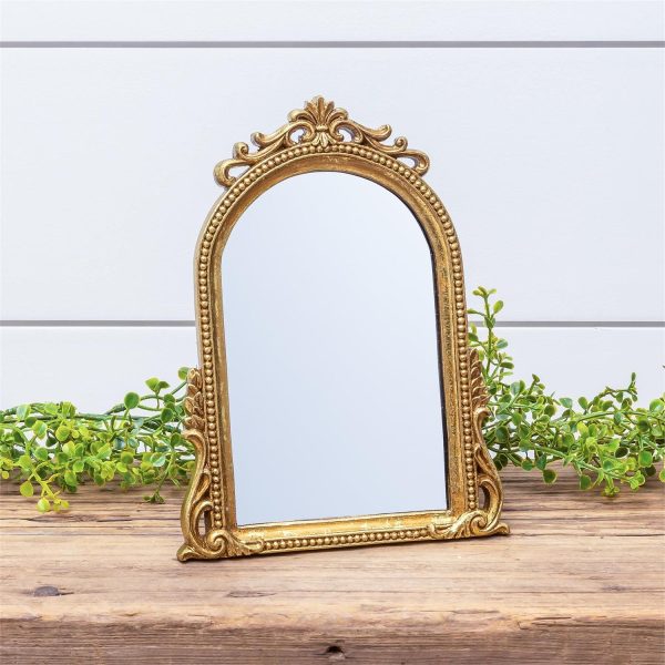 Arched Gold Leaf Tabletop Easel Back Mirror Cheap