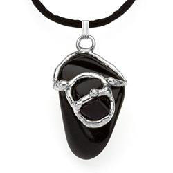 Protection Black Tourmaline Gem Drop Pendant Online now