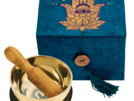 3 inch Henna Hamsa Meditation Bowl in Gift Box Supply