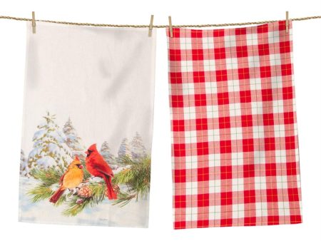 Tea Towels - Cardinals and Red Plaid - Set of 2 Fashion