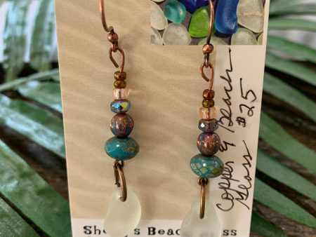 Copper and Beach Glass Earrings Online Hot Sale