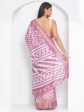 Cotton Silk Chevron Pattern Saree - Pink Cheap