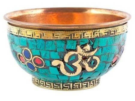 Copper Inlay Stone Mosaic Om Offering Bowl Online Hot Sale