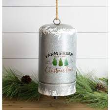 Farm Fresh Christmas Tree Metal Bell on Rope For Cheap