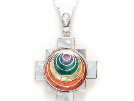 950 Sterling Silver Four Directions Totem Peruvian Chakana Necklace Reversible, 2  on Sale