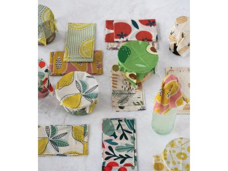 Reusable Fabric Beeswax Food Wraps with Prints (Set of 3) Sale