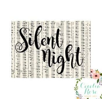 Book Art - Silent Night - 5x7 Unframed Print - Cecelia Rose Book Art Hot on Sale