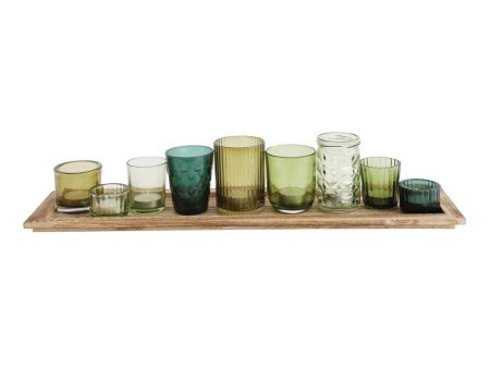 Tray with Glass Votive Holders, Set of 10 Cheap