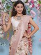 Cotton Silk Jacobean Pattern Saree - Pastel Pink Hot on Sale