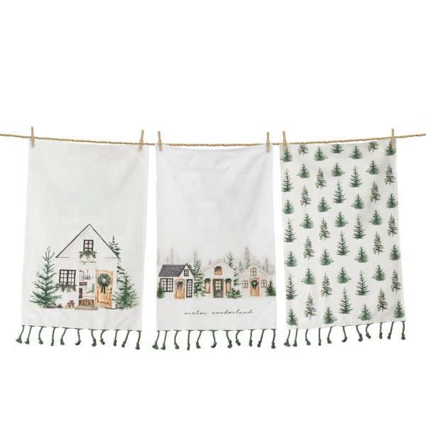 Tea Towels - Cozy Cottage Winter Wonderland - Set of 3 Sale