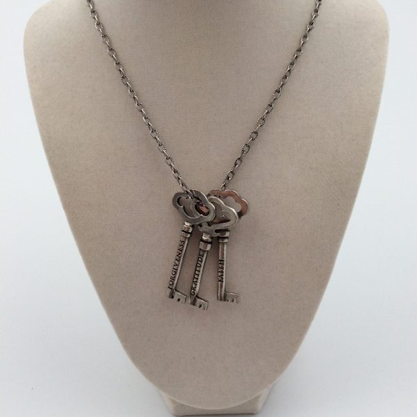 Three Keys Necklace with Pewter Keys Made in USA Cheap