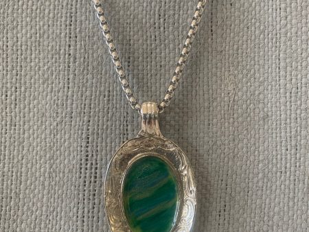 Green Enameled Spoon Pendant Hot on Sale