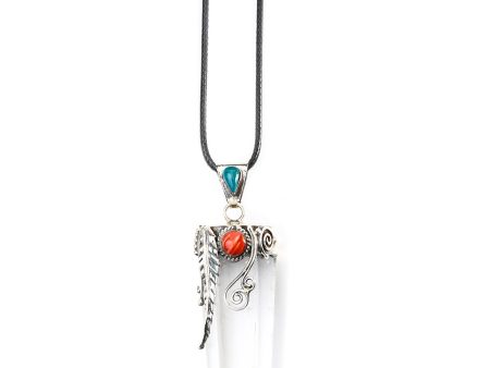 950 Peruvian Silver, Stone and Crystal Pendant Necklace For Sale