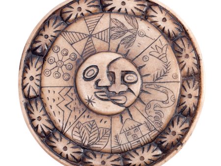 Andean Symbology Tile - Sun & Moon - Round Hot on Sale