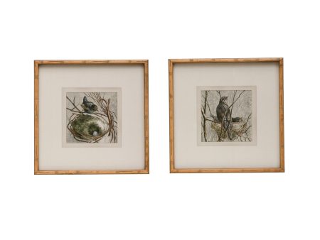 Wood Framed Wall Decor with Bird & Nest, 2 Styles Online