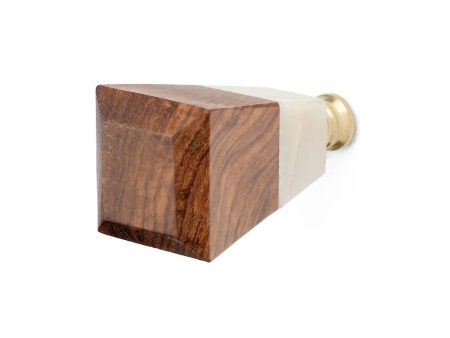 Square Natural Wood and Marble Knob Online now