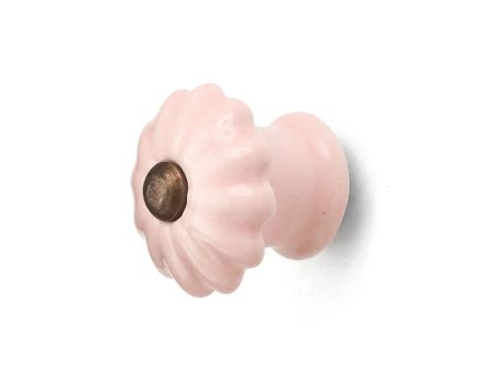 Pink Mini Ceramic Knob with Brass Center For Discount