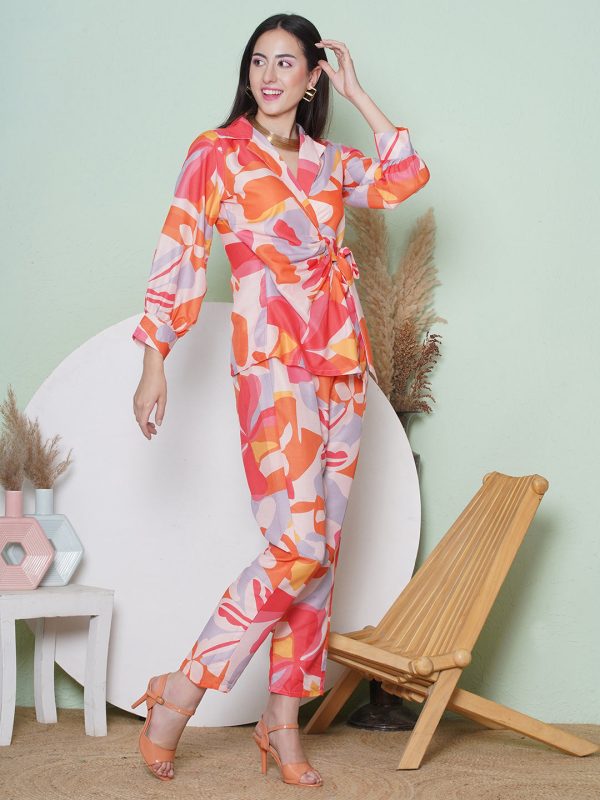 Muslin Digital Print Co-Ord Set  - Orange Online