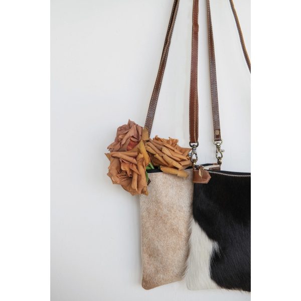 Goat Fur & Leather Cross-body Bag w  Adjustable Strap Supply