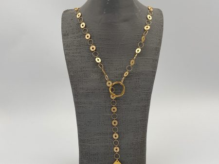 Gold Circles Lariat Necklace on Sale